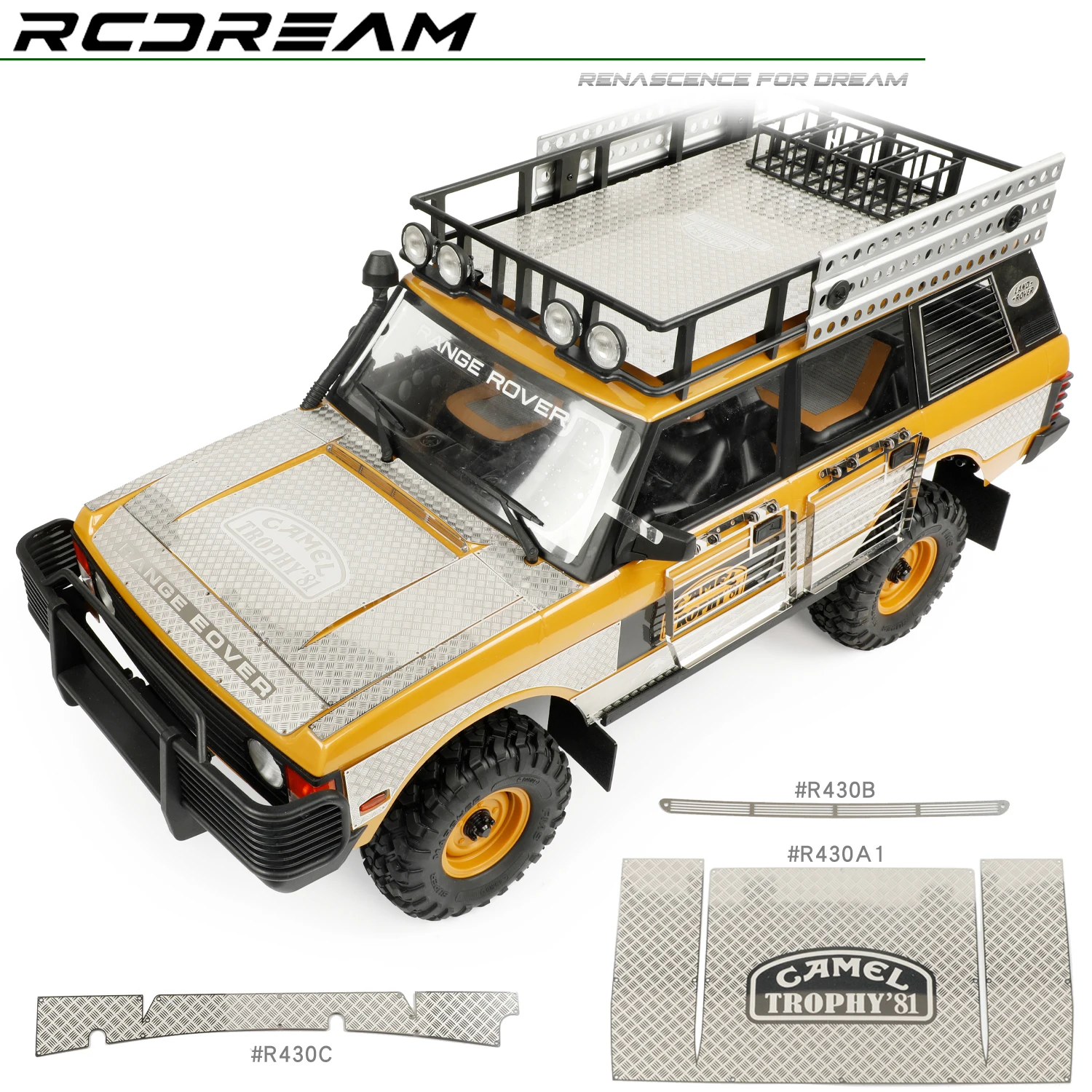 RCDream 1/10 Metal Chequered Diamond Plates Sheet Reversible Window Foldable Tool Table Mesh for FCX10 Range Rover Option parts