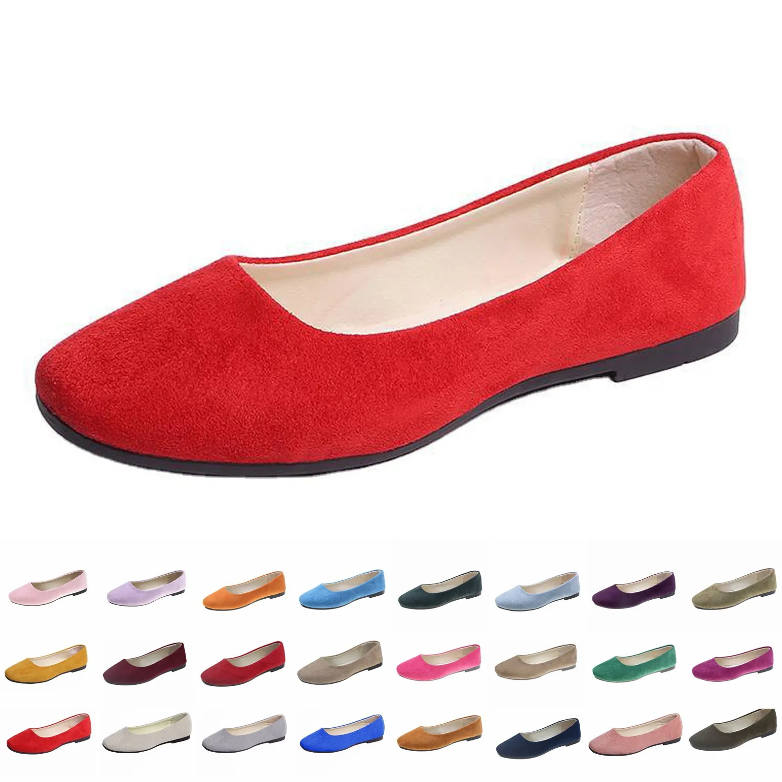 Woman Flats Casual Round Toe Cute Flats Flock Mocasines Ballerina Flats Female Suede Elegant Soft Sole Mom Shoes