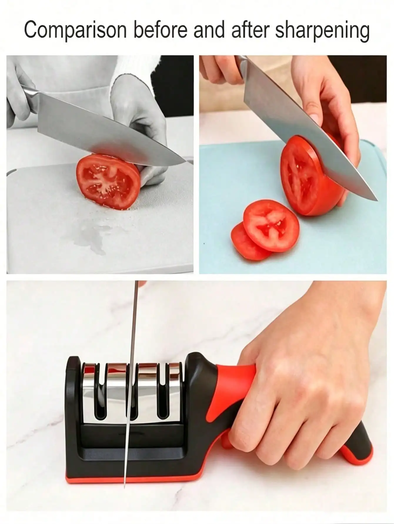 Multi-Function 3-Stage Quick Knife Sharpener Tool With Non-Slip Base, Kitchen Knife Accessories, Small Tool, Kitchen Accessories