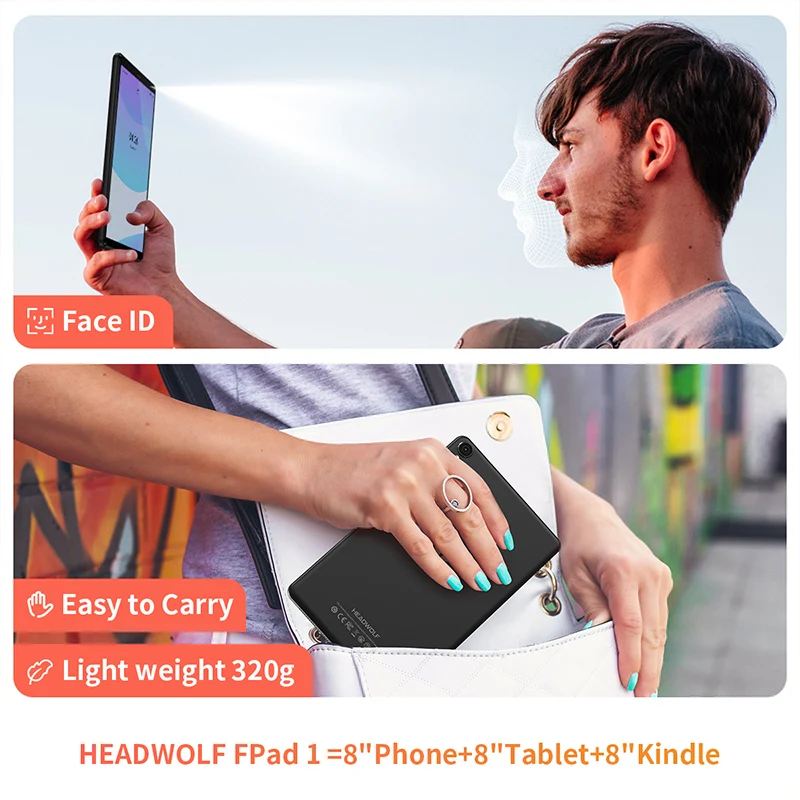 جهاز لوحي أندرويد من Headwolf-FPad 1 Tab ، جهاز لوحي Talk ، كاميرا ، 4G LTE ، 8 "، وحدة معالجة مركزية GHz ، 3GB Ram ، 64GB Rom ، 5 ميجابكسل + 5 ميجابكسل