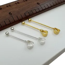 1PCS Solid 925 Sterling Silver Pendant Connector Screw for Beads DIY Jewelry Making Components 18K Gold Color