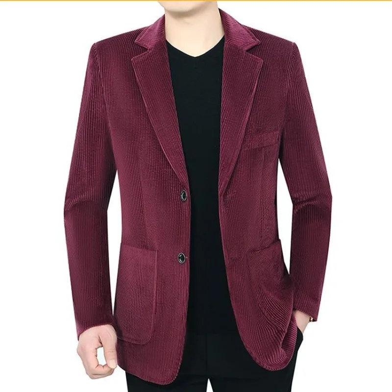 

corduroy corduroy suits middle-aged elderly men casual suits single-coat jackets and dad jackets For middle-aged spring autumn