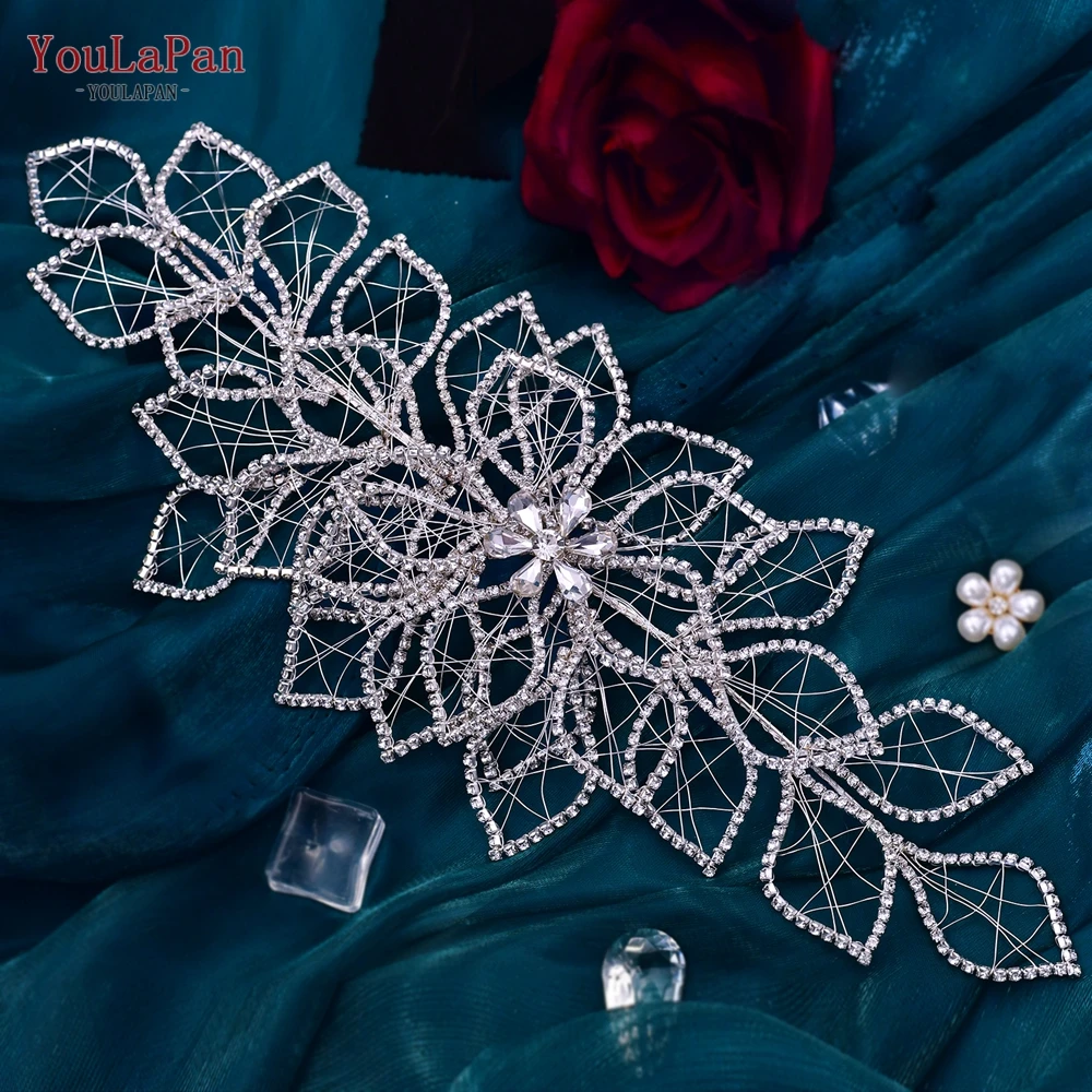 YouLaPan Bridal Headpiece for Weddings Hair Accessories Rhinestone Leaf Woman Headdresss Brides Hair Ornaments Headband HP256A