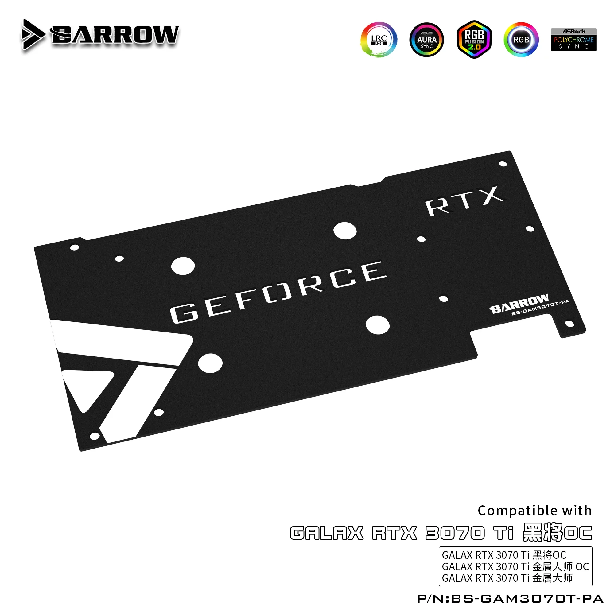 Imagem -04 - Barrow Gpu Water Block para Placa Gráfica Vga Galax Rtx 3070 ti oc 5v Argb 3pin Motherboard Aura Sync Bs-gam3070t-pa