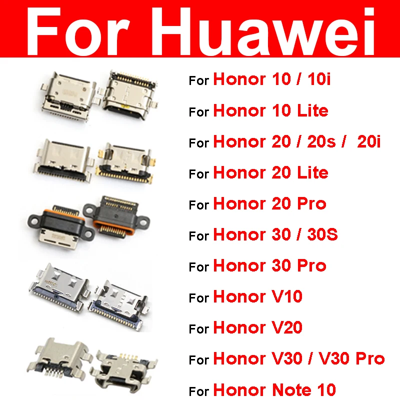 USB Charger Jack Port For Huawei Honor 10 20 Lite 20 30 V30 Pro 10i 20i 20s 30s V10 V20 V30 TypeC Dock Connector Charging Parts