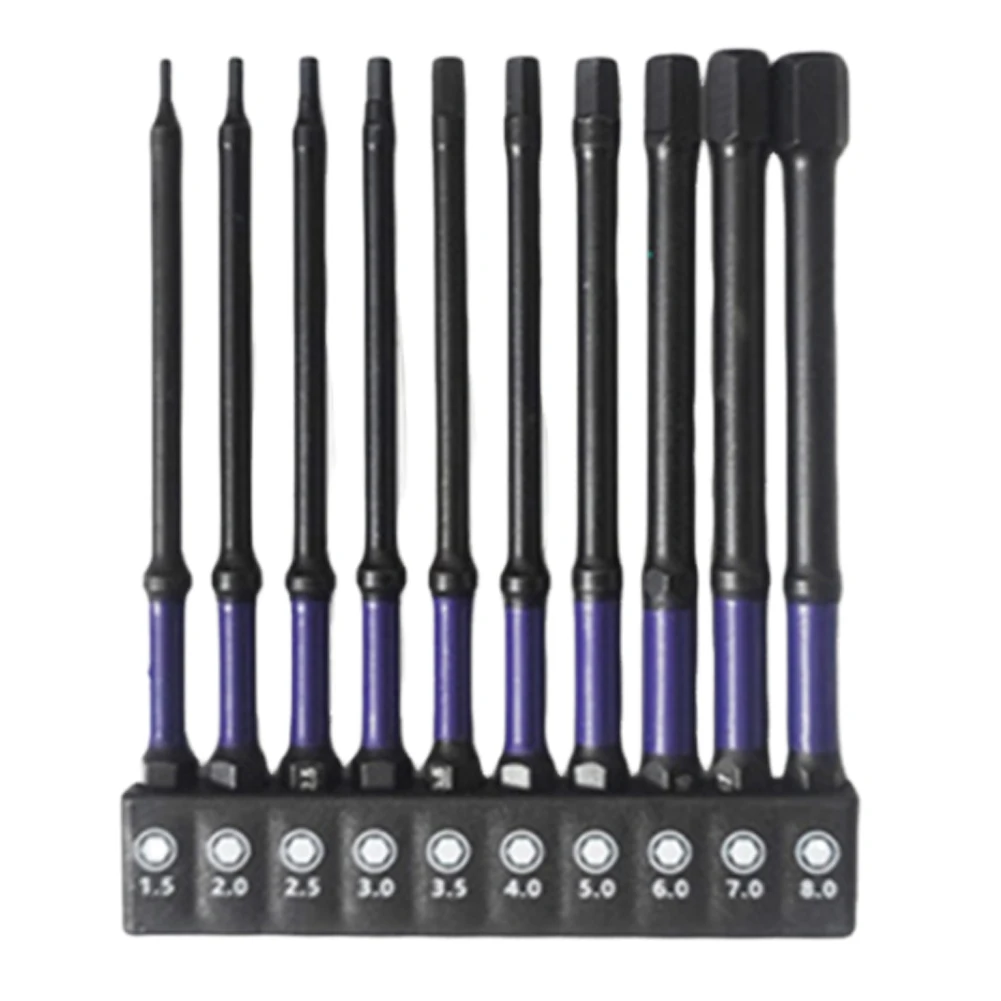 

Screw Driving Made Easy Get This Complete Set of Ten For Impact Compatible Hex Bits at a Length of One Hundred Millimeters