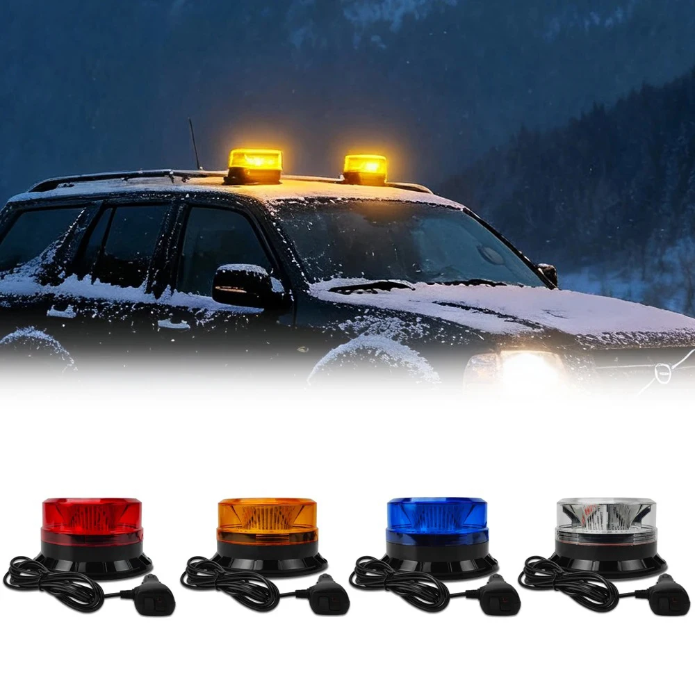 

60/36 LED Strobe Warning Light 12V 24V Universal, Magnetic Base Emergency Beacon for Car Truck, Waterproof High Brightness