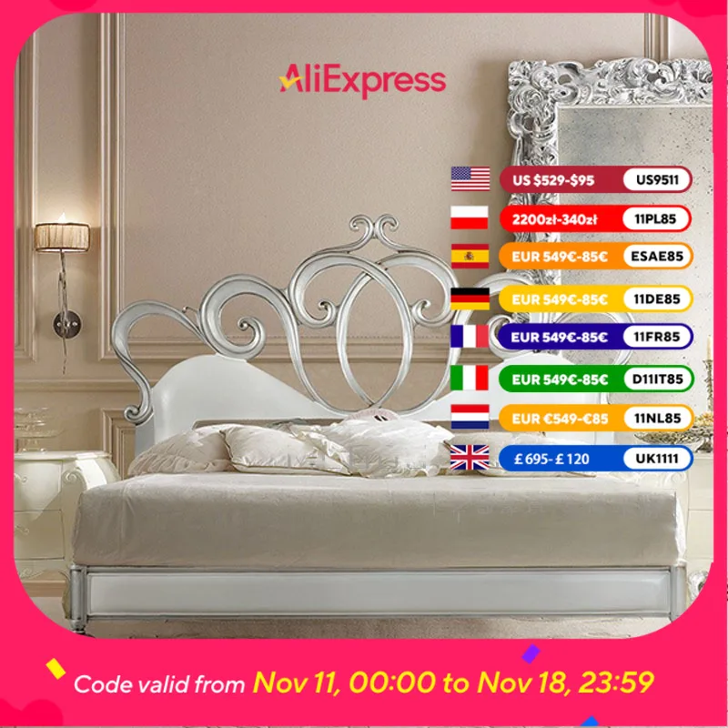 

Каркас кровати в европейском стиле, высокая платформа изголовья, полный каркас кровати размера «queen-size», роскошная спальня, современная мебель Letti Matrimoniali