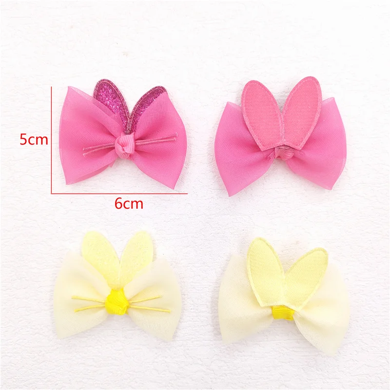 20Pcs Mesh Bowknot Rabbit Ear Applique per fai da te Baby Hair Clip Hat Headwear artigianato patch Decor Ornament accessori di abbigliamento