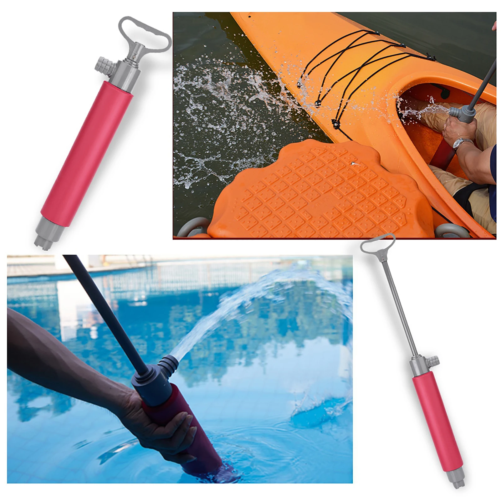 Floating Hand Pump 400ml Kayak Pump Red 46cm Kayak Hand Pump Floating Hand Bilge Pump for Kayak