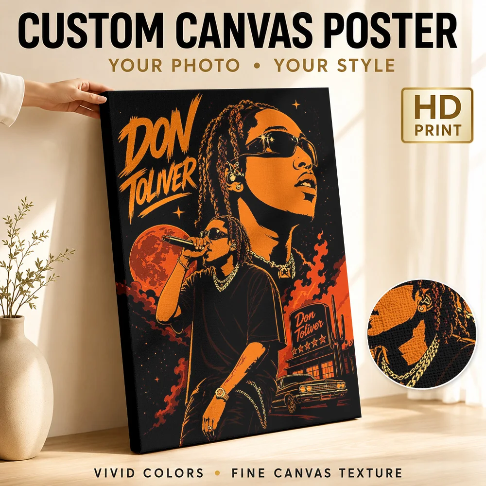 Don Toliver Music Canvas Painting Poster Custom Photo Retro Music Canvas Wall Art for Bar Decor Collectible Ready to Hang Gift