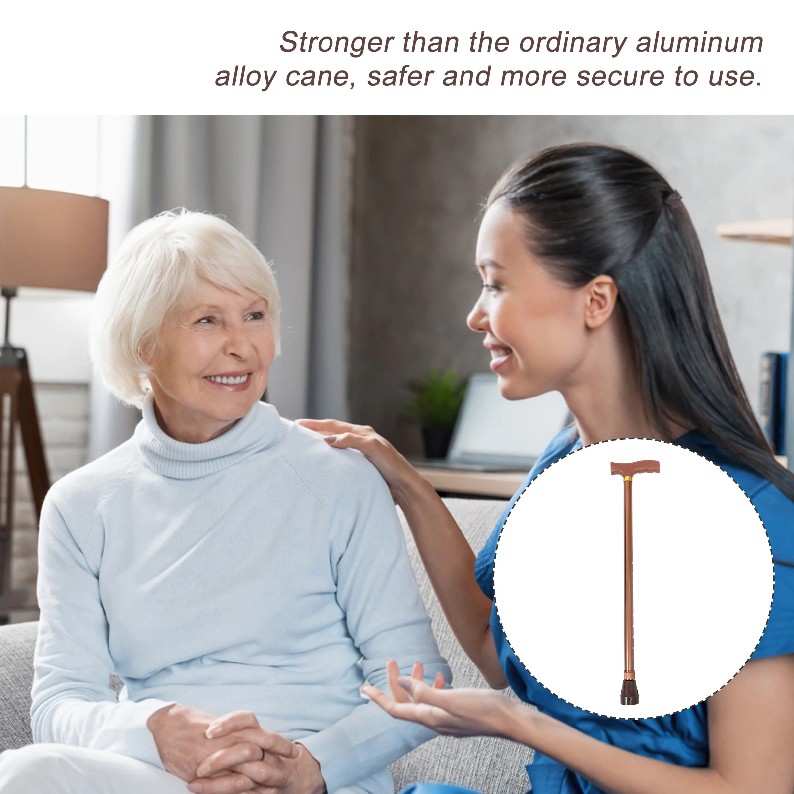 

1pc Aluminum Alloy Walking Cane Adjustable Lightweight Trekking Pole Camping Hiking Stick Men Women Non-slip Portable