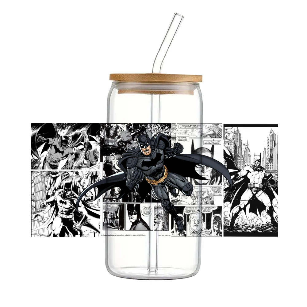 DC Batman 16oz UV DTF Cup Wrap Cartoon Libbey Glass Beer Can Tumbler Transfer Stickers Waterproof Permanent Adhesive  fashion