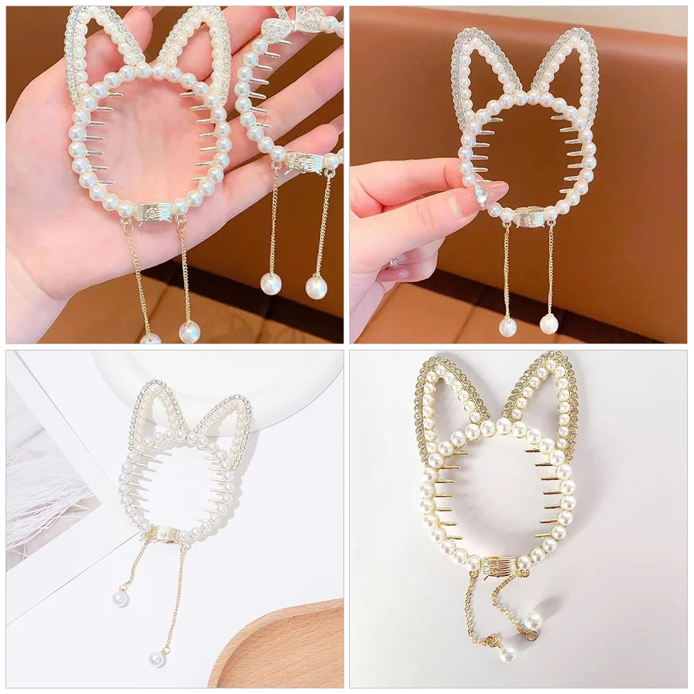 

Elegant Rhinestone Bun Hair Clip Girls Styling Accessory Cute Ponytail Holder Decorative Metal Clips for Party Wedding Daily