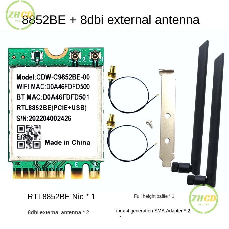 New RTL8852BE Dual Band 2.4G/5G WIFI6 802.11ax WIFI Card 1800M BT5.2 Module Network NGFF M.2 For laptop/PC Support Win10/Win11