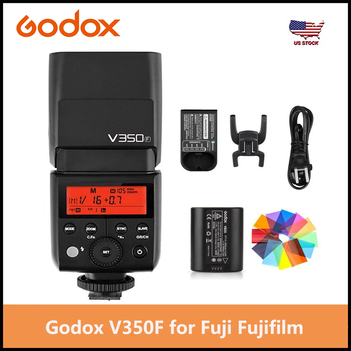 Godox V350F 2.4G GN36 TTL 1/8000s HSS with Li-ion Rechargeable Battery 500 Full Power Camera Flash,for Fuji Fujifilm