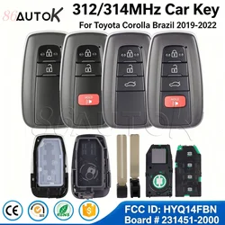 312/314.35Mhz 4A Chip Auto Remote Key For Toyota Corolla For Brazil 2019-2022 FCC ID: HYQ14FBN Smart Key 231451-2000 8990H-12010