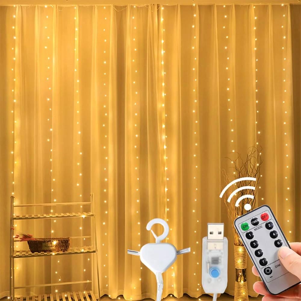 

LED Curtain Lights Christmas Garland USB Fairy Lights String For New Year Christmas Party Wedding Birthday Home Decoration