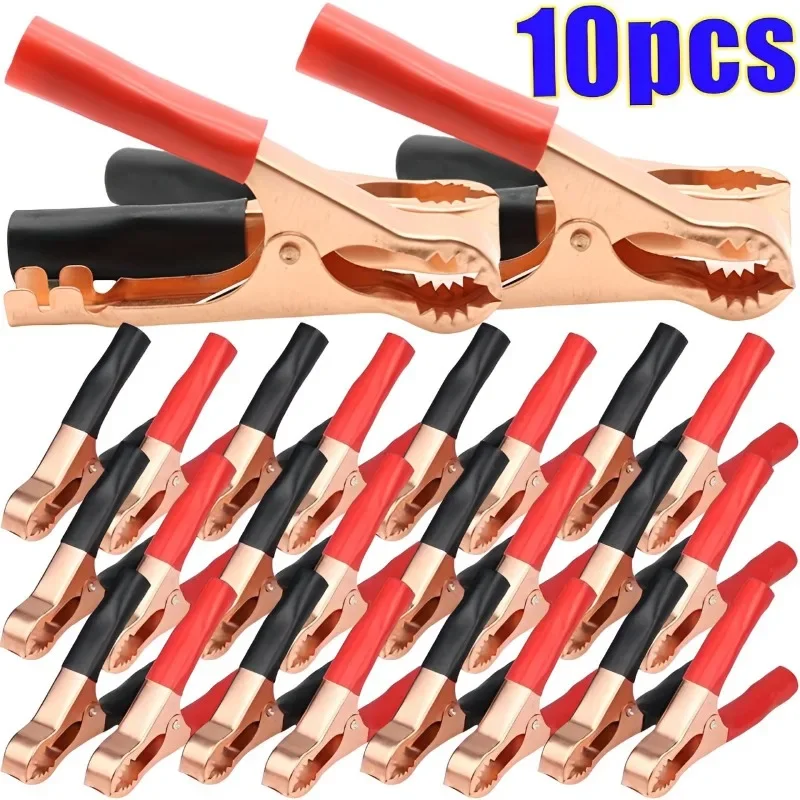 10/2Pcs Red + Black 70mm Crocodile Car Caravan Van Battery Test Lead Clips Best Promotion Alligator Clips Connector Plug Power