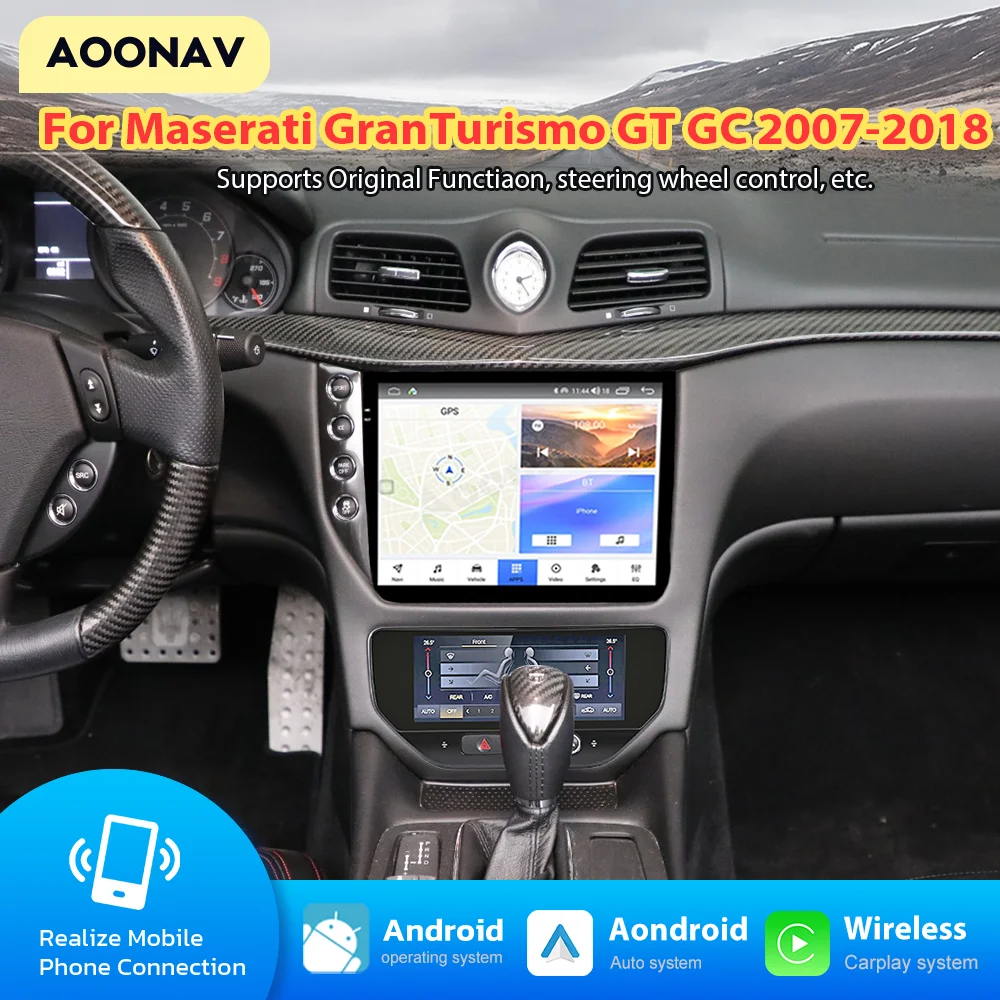 AOONAV Car Multimedia Android For Maserati GranTurismo GT GC 2007-2018 Carplay Player GPS Navigation Touch Screen Head Unit