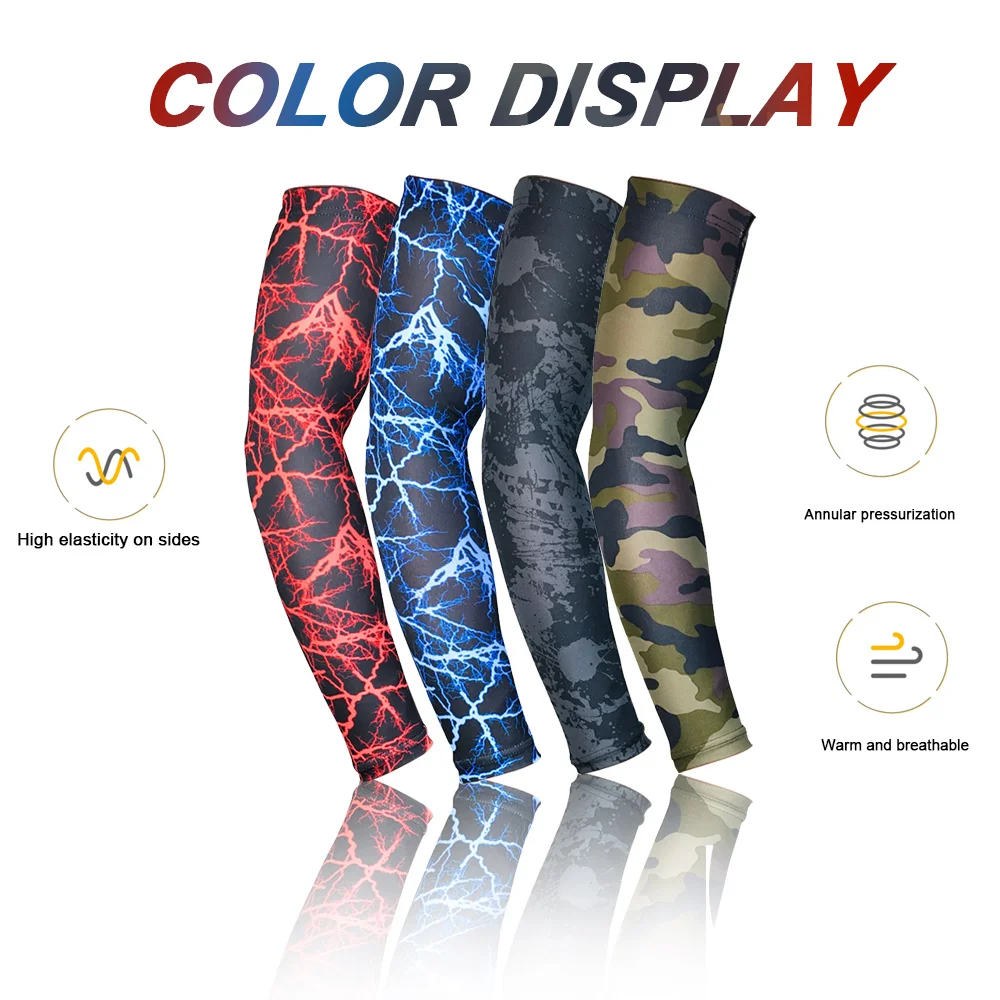 TopRunn 1Pc UV Arm Sleeves Cooling Sleeves For Men Women Sunblock Tattoo Cover Up Compression Arm Sleeves for Golf Basketball