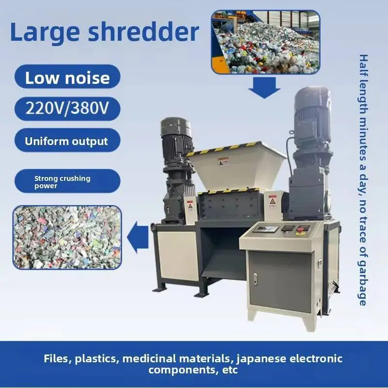 

Garbage Wood Plastic Shredder Machine Large Car Shell Dual Shaft Industrial Waste Metal Crusher Household