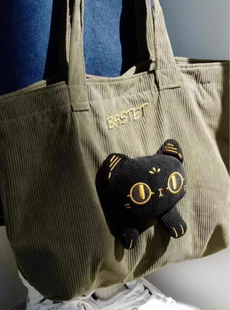 Cat embroidery handbag canvas women\'s bag bag commuter bag