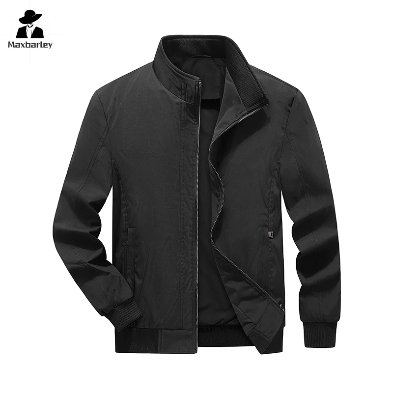 2024 New Business Jacket Men's Autumn Fashion Slim Solid Color Zipper Jacket Men's Sports Casual Baseball Collar Windproof Coat