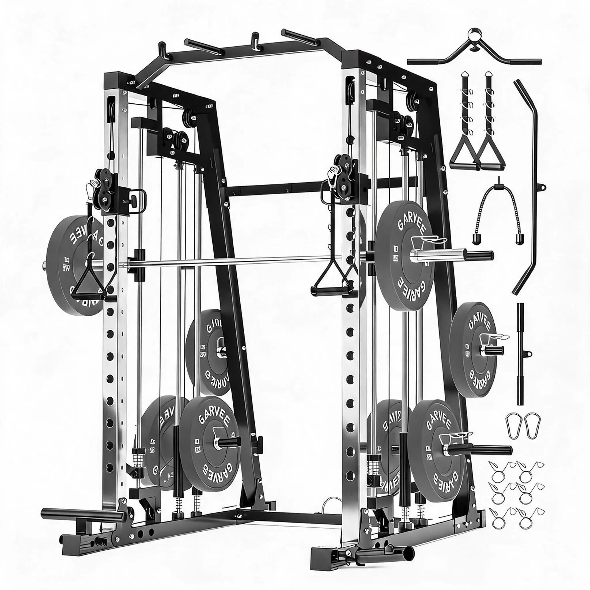Smith Machine Home Gym – 2200LBS Multi-Function Squat Rack with Smith Bar