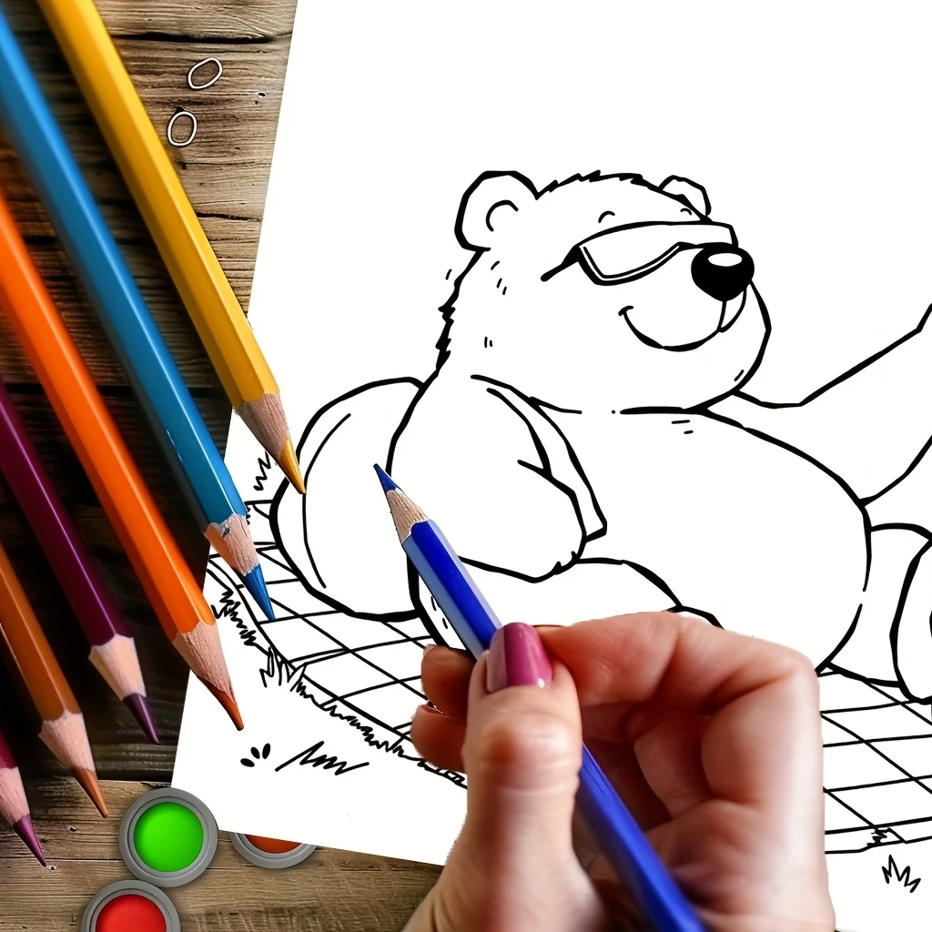 28 Pages Traveling Animal Theme Coloring Book for Adult Stress Reduction | Colouring Book for Stress Relief and Mood Reduction