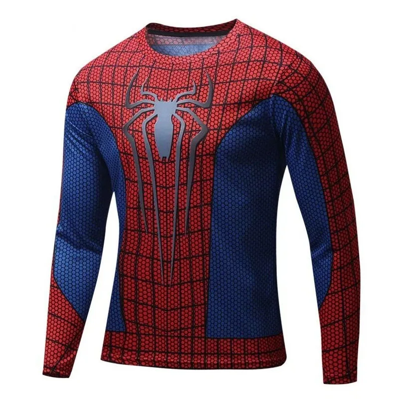 Camiseta Deportiva de Secado Rápido con Estampado 3D de Spider-Man y Capitán América de Marvel, Traje Deportivo para Hombre COS