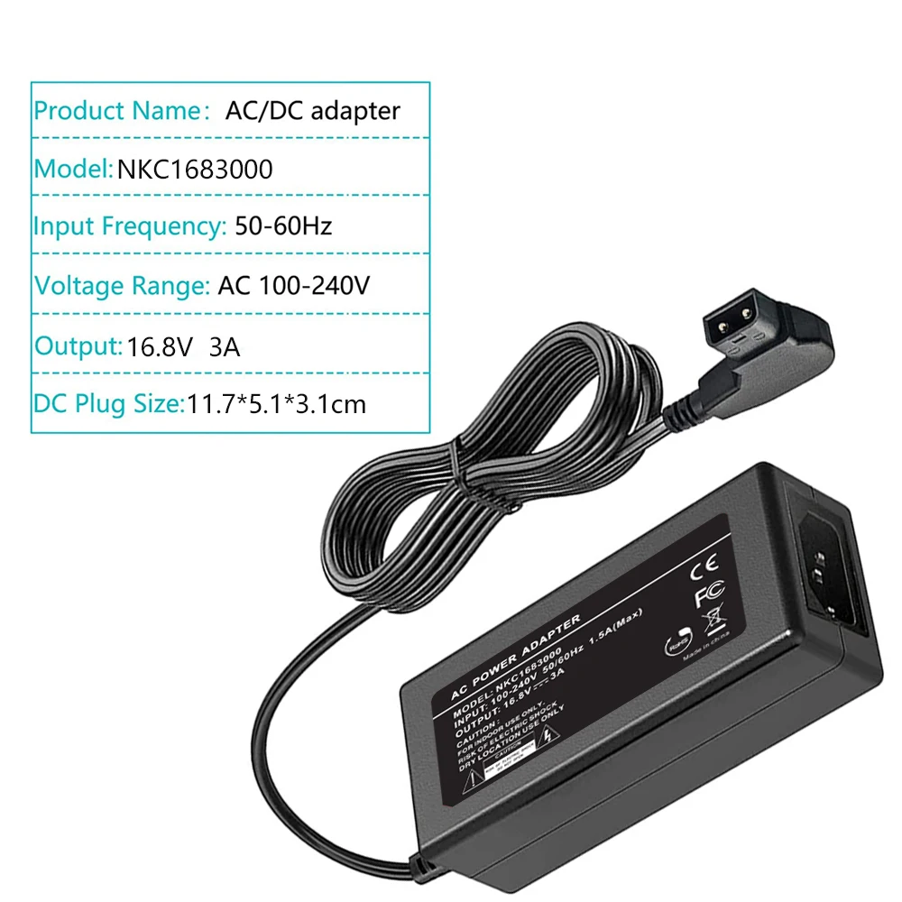 16.8V 3A ładowarka baterii z D-kranem do baterii z blokadą V/V-Mount