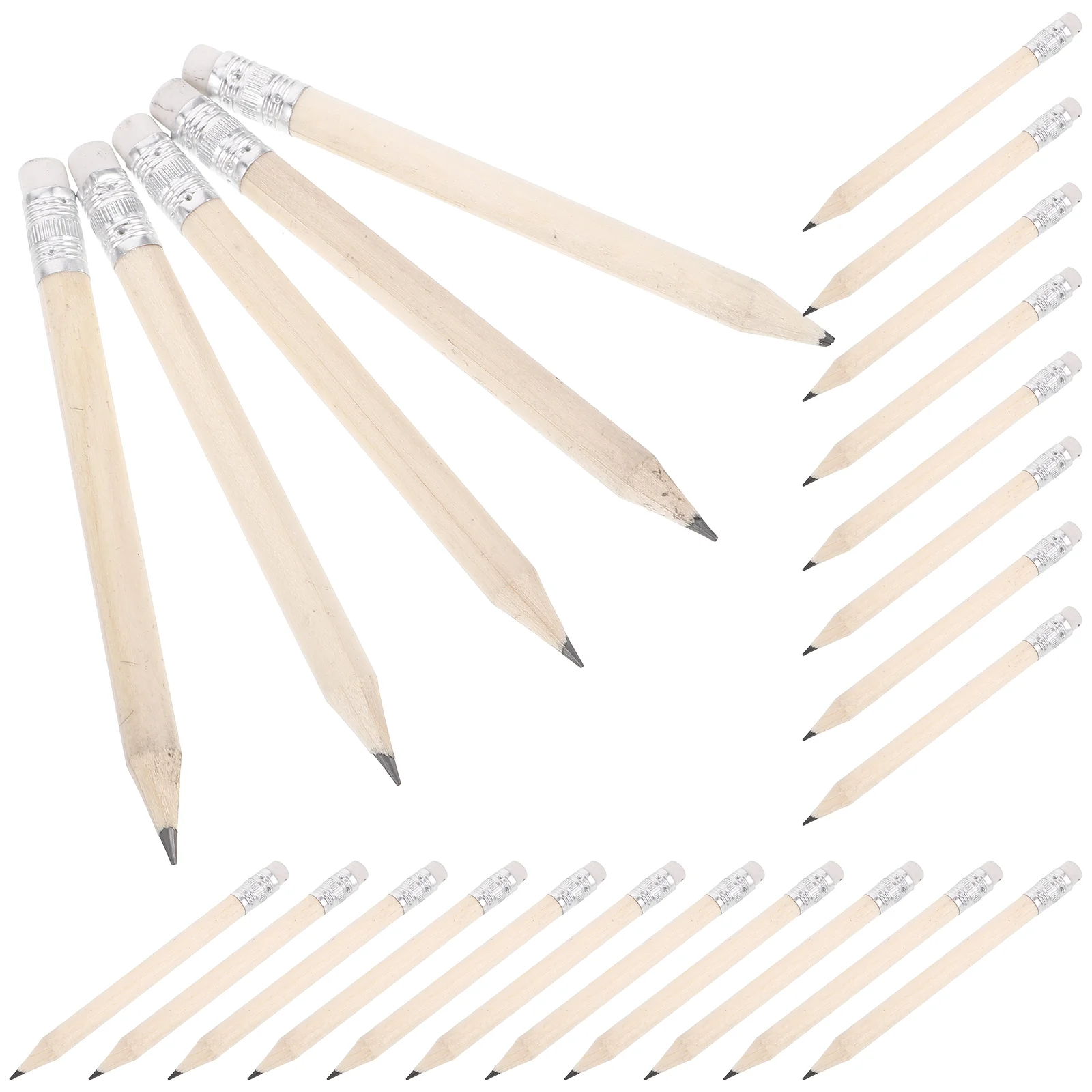 50 Pcs Small Log Pencils Short Drafting Erasable Writing Instrument Basswood Toddler