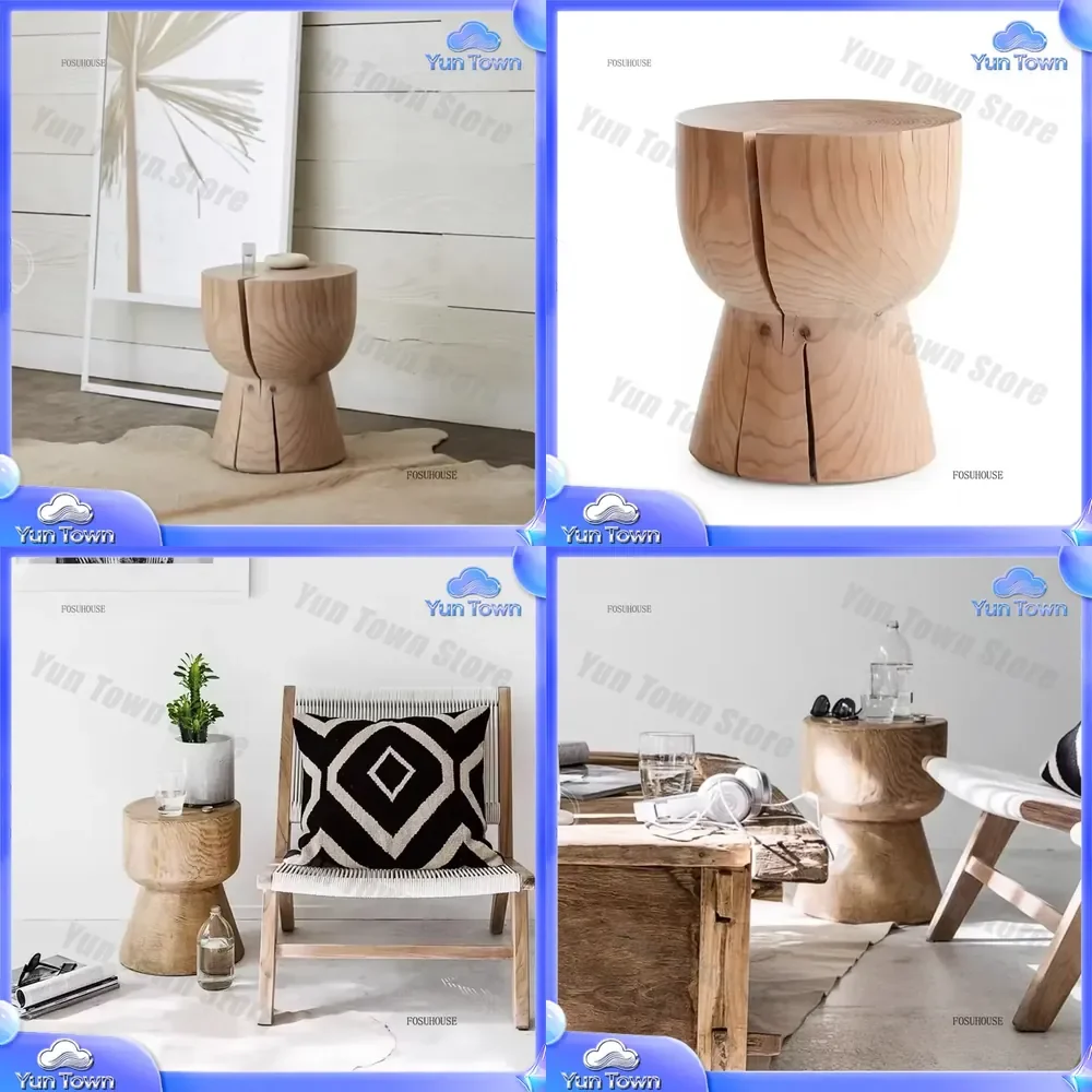 Japanese Solid Wood Ottoman for Living Room Footrest for Shoe Changing Stool for Entrance Hall Light Luxury Leisure Furniture