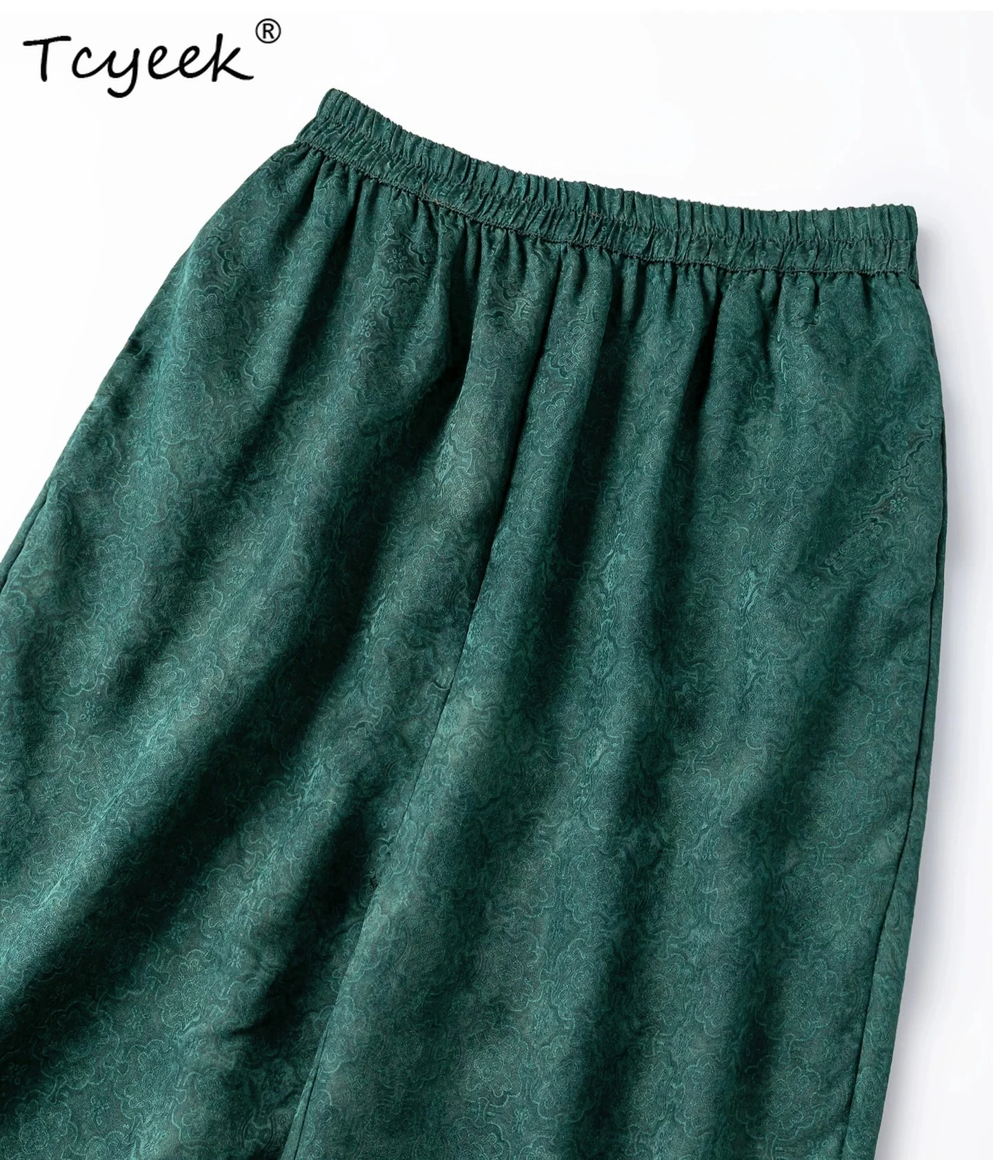 Tcyeek 100% Real Mulberry Silk Casual Pants for Woman Clothes 2026 Summer Trousers Harem Pants Women Vintage Pantalon Pour Femme