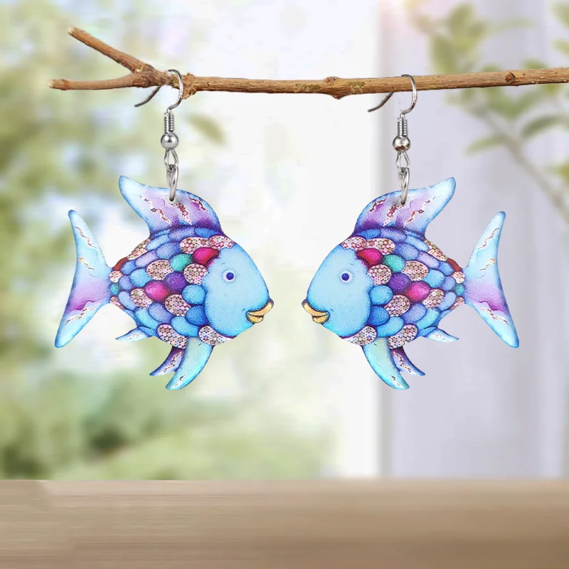 1 Paar modische Acryl bunte Fisch Tropfen Ohrringe für Frauen Tier Ohrringe einzigartige Ohrringe Frauen täglichen Schmuck passend