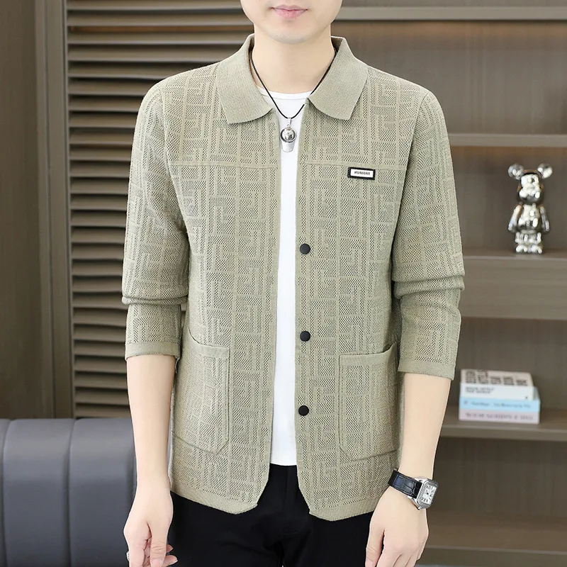 سترة متماسكة فاخرة راقية ، سترة صوفية للرجال لخريف وشتاء 2025 بتصميم جديد ، سترة صوفية للرجال #1