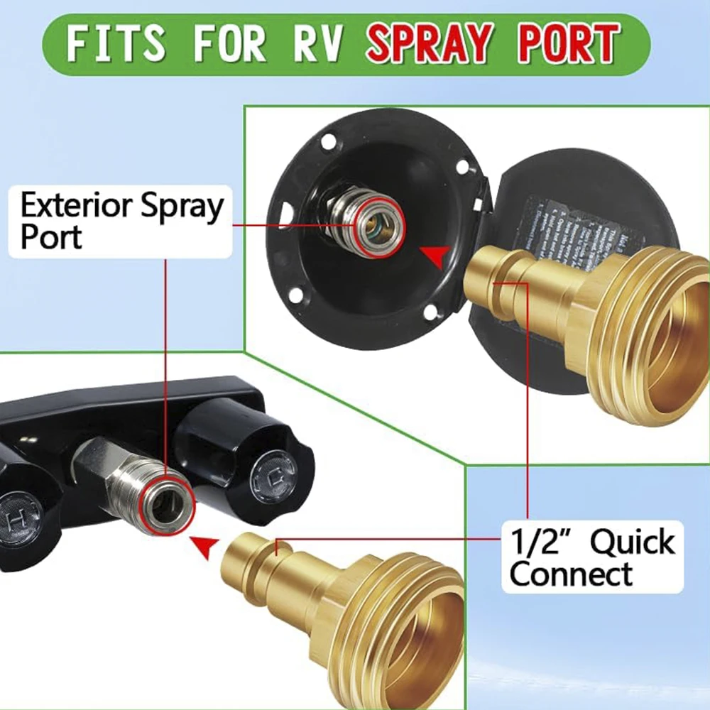 Brass RV Spray Away Port Quick Connector 1/2