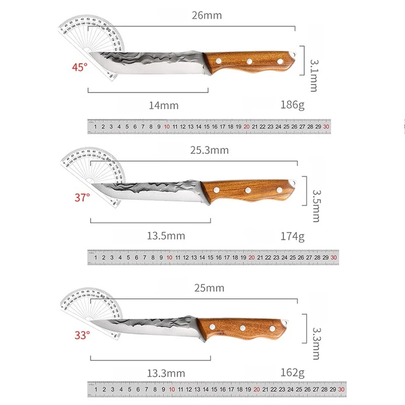 1-3PCS Kitchen Knife High Hardness Forged Boning Knife Stainless Steel Commercial Butcher's Meat Cleaver Splitting Knife