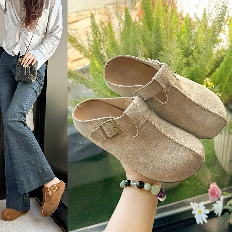 منصة جديدة لعام 2025 أحذية نسائية ربيعية عصرية متعددة الاستخدامات مريحة غير رسمية نصف شباشب أحذية عالية الجودة Жenska Оbuvai