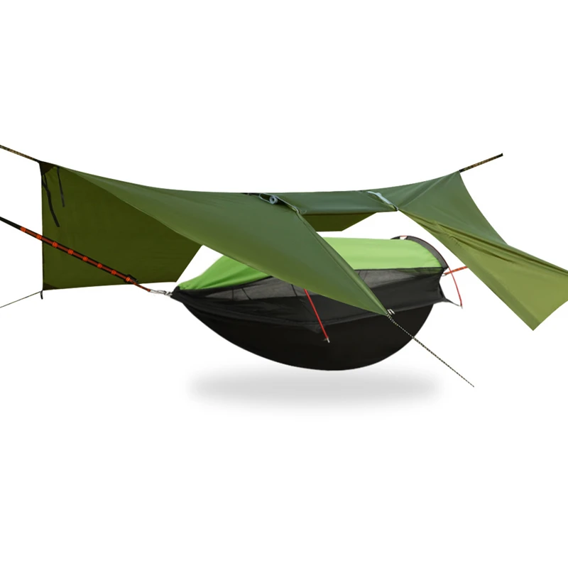 Image 5: Ensemble hamac avec moustiquaire et auvent - Tente d'arbre de camping extérieure - Hamac avec protection solaire et imperméabilisation