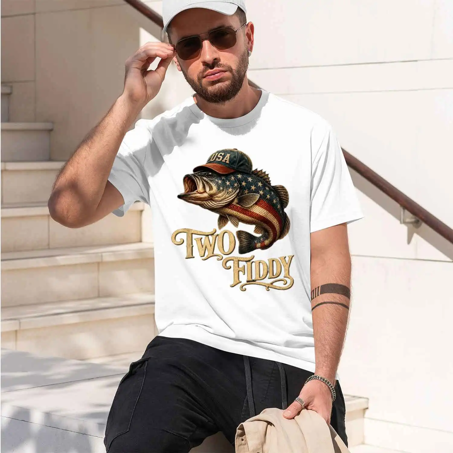 1776 B Fishing USA Flag 250Th Birthday Two Fiddy T-Shirt Summer Short-Sved Breathable Sweat-Wking Versatile Fashion 2026 New Mod