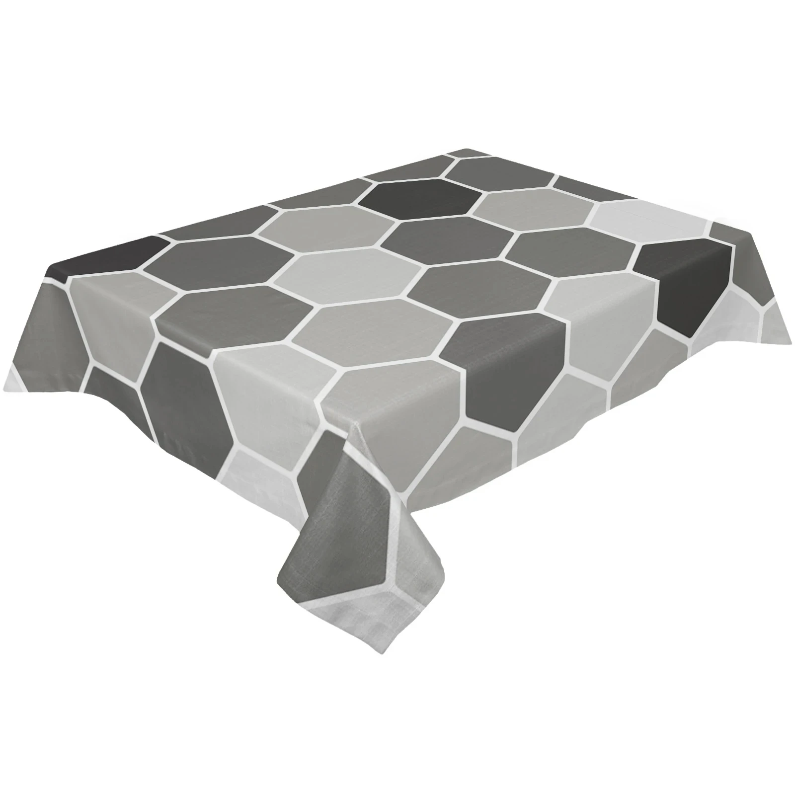Grey Honeycomb Waterproof Tablecloth Holiday Party Decoration Rectangular Table Cover for Kitchen Coffee Table Decor