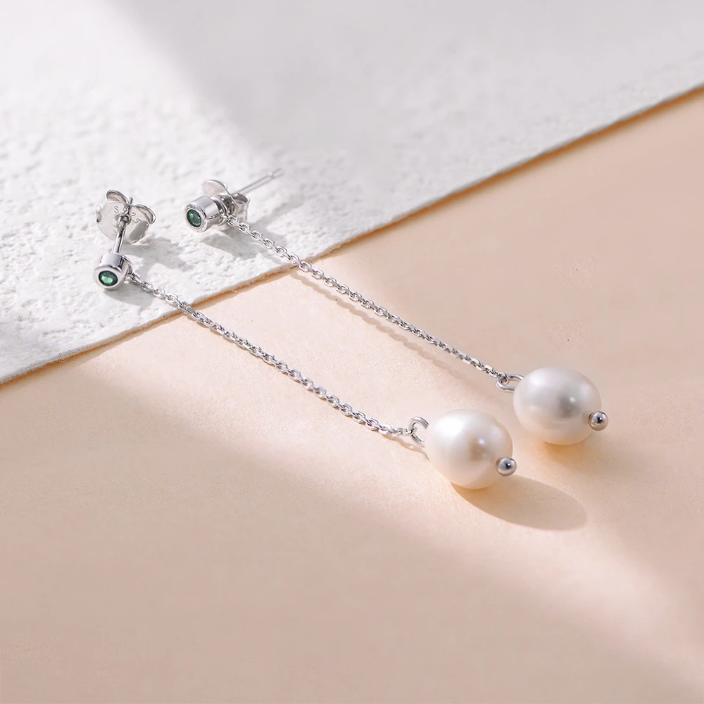 

S925 Sterling Silver Sweet Elegant Natural Pearl Tassel Long Studs Women's Light Luxury INS High-end Earrings