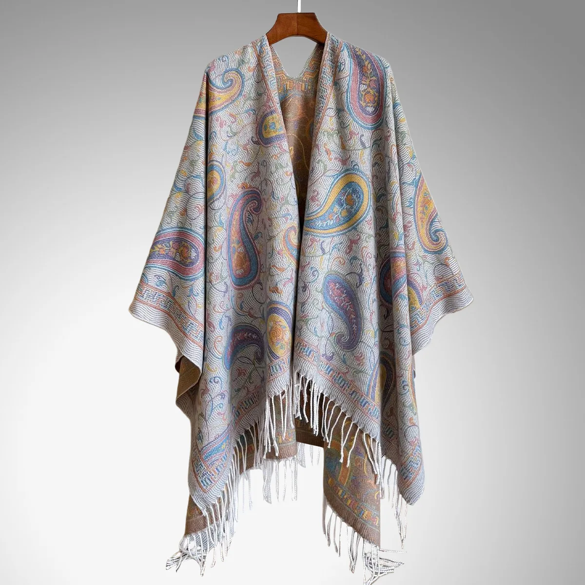 2025 nouvelle Cape ethnique rétro frange jupe portefeuille automne/hiver vêtements d'extérieur écharpe femmes voyage et stationnaire Cape Poncho