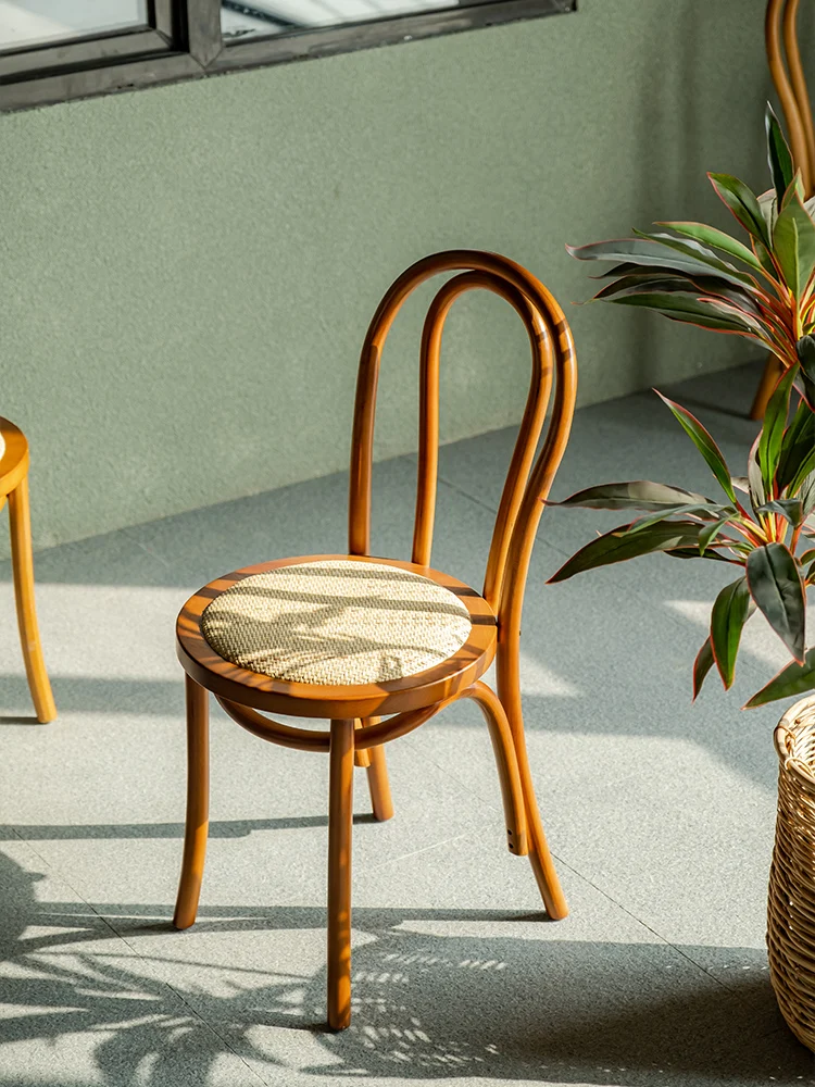 Mid-Oude Rotan Thonet Stoel Vintage Massief Houten Huishoudelijke Minimalistische Solette Stoel Fauteuil Nordic Sana Eetkamerstoel