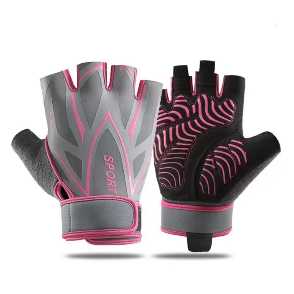 Cycling Fitness Gloves Half Cut Thin Non Slip Gloves Half Finger Riding Glove Embroidered Gloves Unisex 4-color Accessories