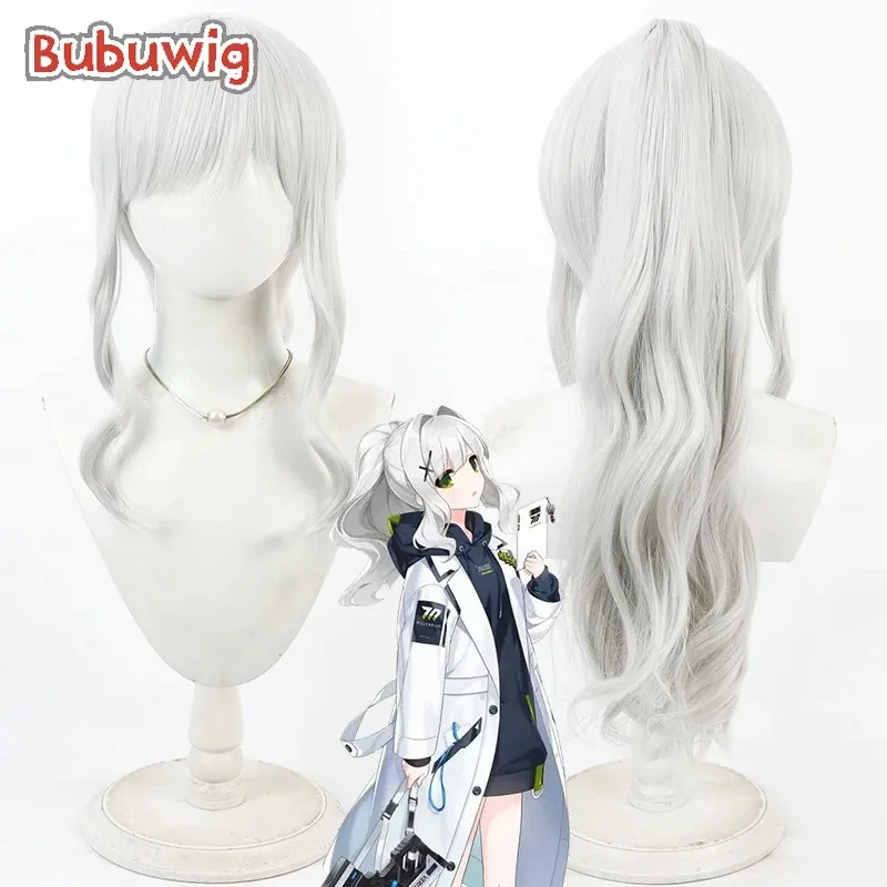 Bubuwig الشعر الاصطناعية Omagari الأرنب تأثيري الباروكات الأزرق الأرشيف Omagari الأرنب 60 سنتيمتر طويل الفضة الأبيض ذيل حصان شعر مستعار مقاومة للحرارة