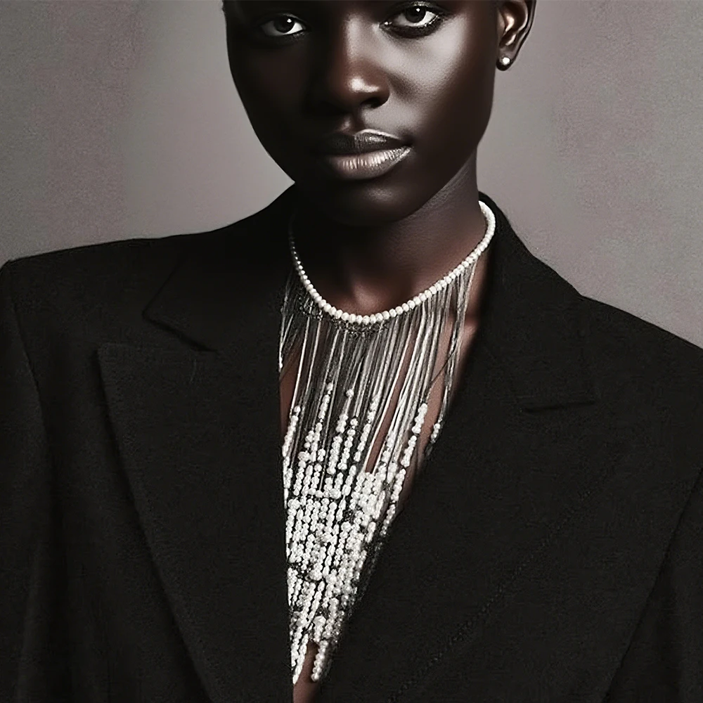 

ZAA New Vintage Imitation Pearls Tassels Waterfall Necklaces for Women Fashion Holiday Party Jewelry Neck Accessories