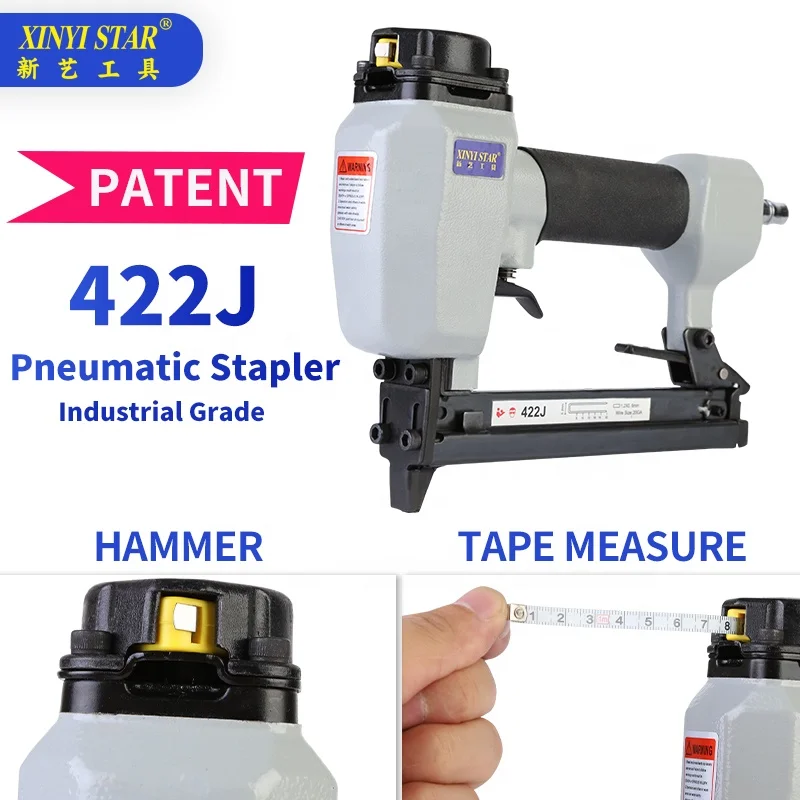 XINYI 422J 20 Gauge Industrial Grade Pneumatic Nail Gun Top Exhaust 3-Year Warranty for Upholstery U-shaped Staples Photo Frame